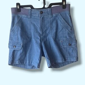 Casual Blue Men's Cargo Shorts with Elastic Waistband